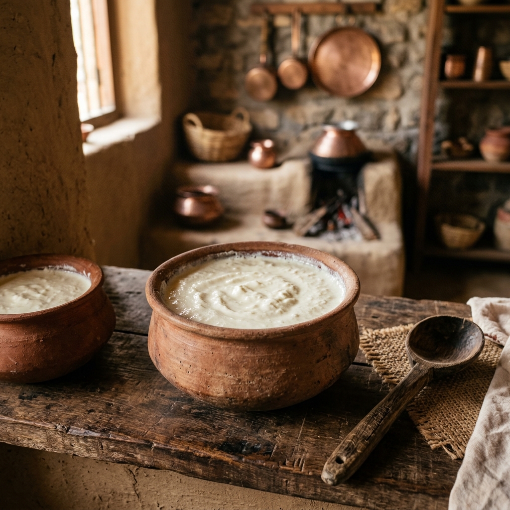 Setting curd in clay pots overnight